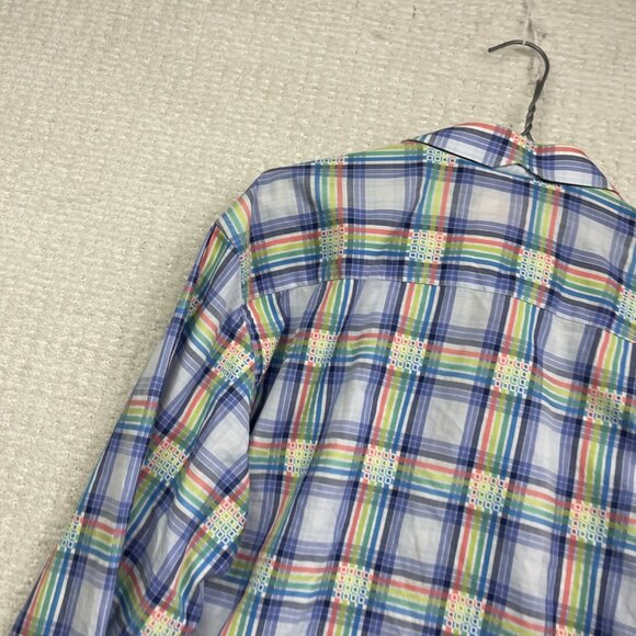AU NOIR Button Down Shirt Men’s Size 5 Multicolor pride Plaid Flip Cuff Preppy - Picture 12 of 16